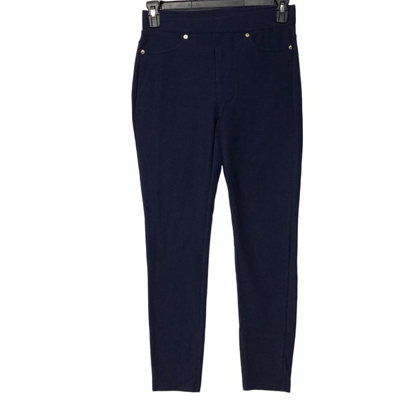 MICHAEL KORS NAVY STRETCH KINIT Pull on LEGGING PANTS SZ MD - Picture 2 of 9